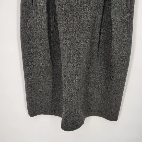 D&G Dolce & Gabbana Wool Silk Sheath Exposed Ruffled Zipper Dress Charcoal IT 38 - Picture 12 of 16